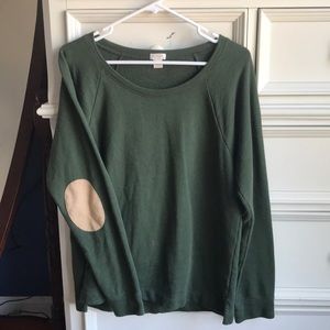 Army green sweater with elbow pads